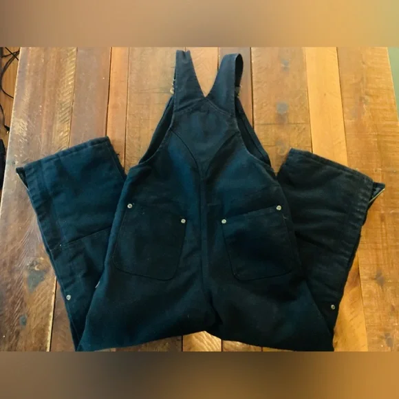 Carhartt Duck Bib Overalls kids boys size 7 quilt lined Black - Picture 2 of 7